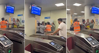 Marmaray'da yolcu ile güvenlik görevlileri arasında kavga çıktı! Kadın yolcu tehditler savurdu: 'Bunları mahvettireceğim'